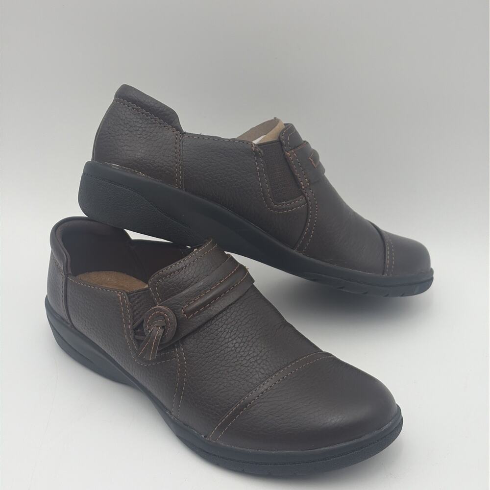 Clarks Collection Leather Slip-on Shoes Cheyn Madi Dark Brown New US size 5